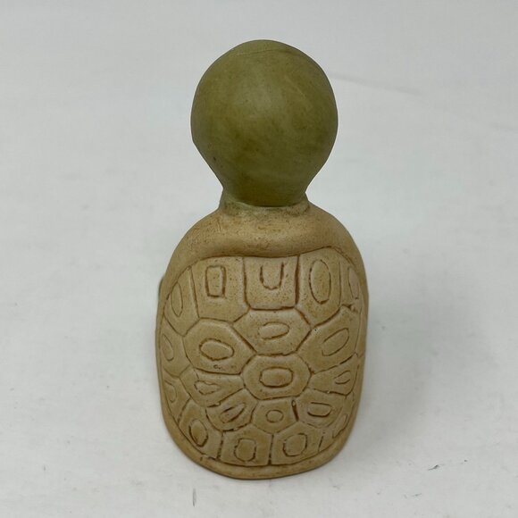 Vintage Ceramic Turtle Figurine Holding Green Worm Caterpillar Sitting Up Friend - Picture 4 of 7